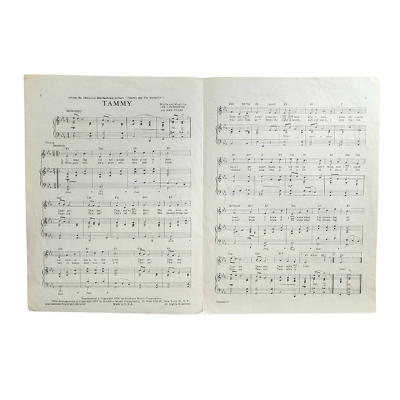 Vintage 1957 Tammy Sheet Music Debbie Reynolds Movie Tammy and the Bachelor - Picture 3 of 9